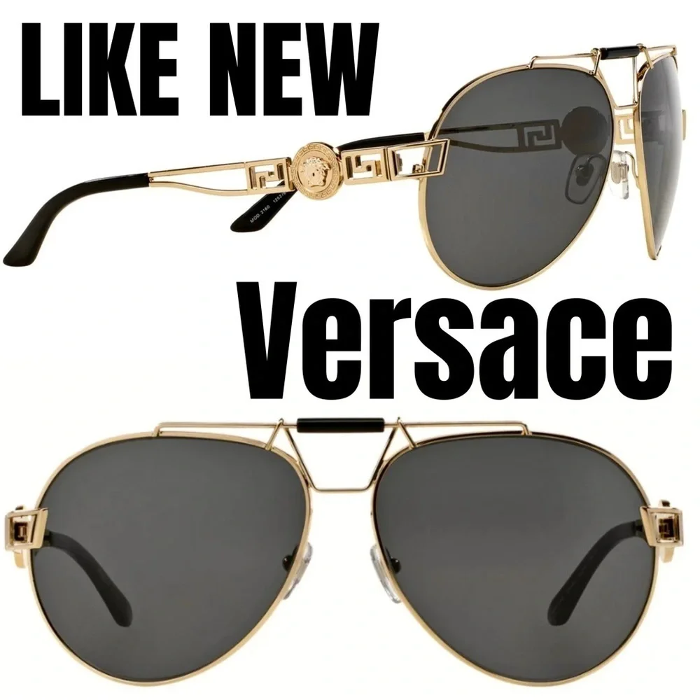 EUC authentic Versace womens sunglasses pilot aviator gold Medusa metal